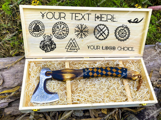 Valhalla Axe With Personalized Wooden Gift Box