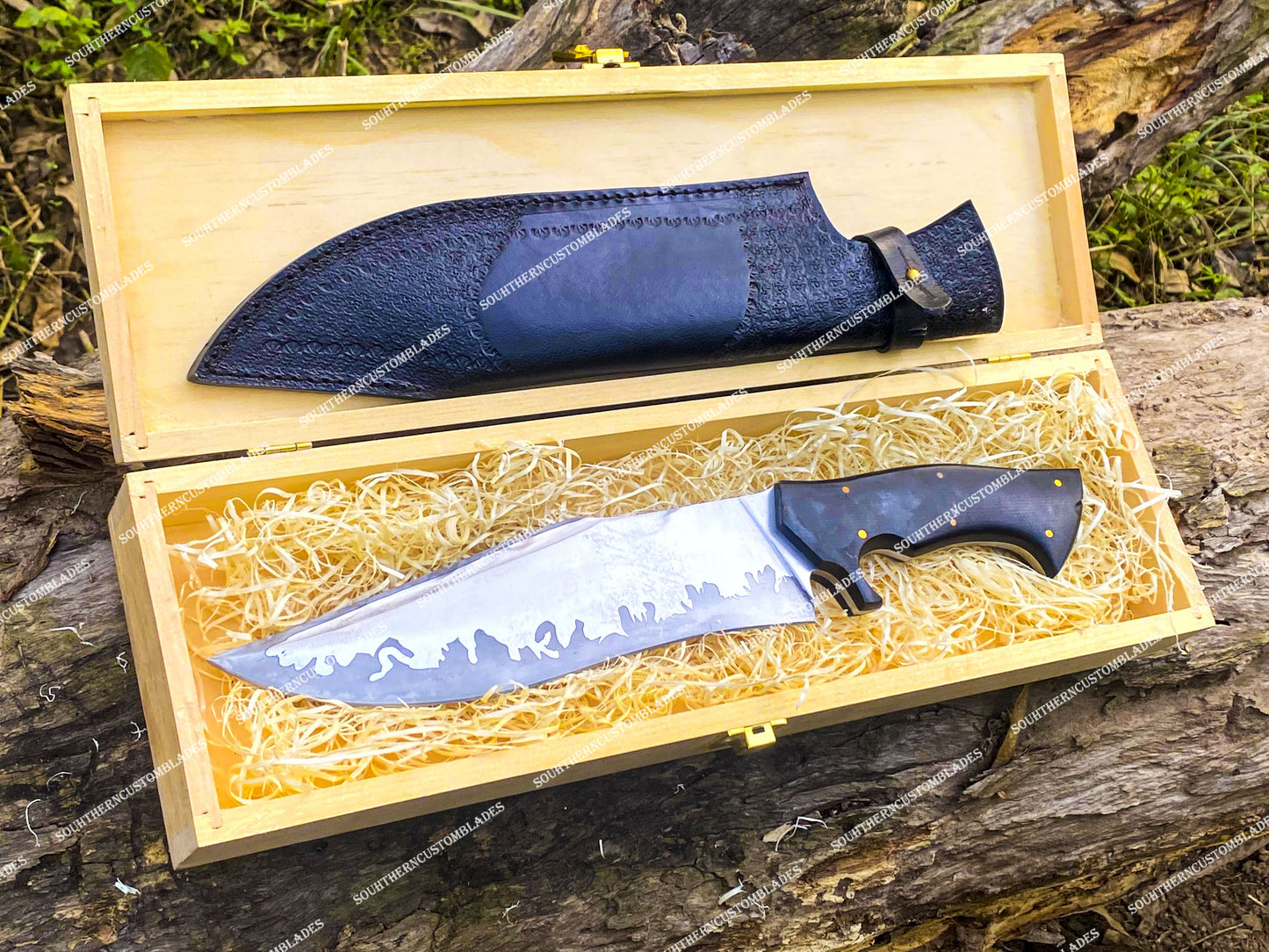 Custom Handmade Viking Hunting Knife with Personalized Wooden Gift Box