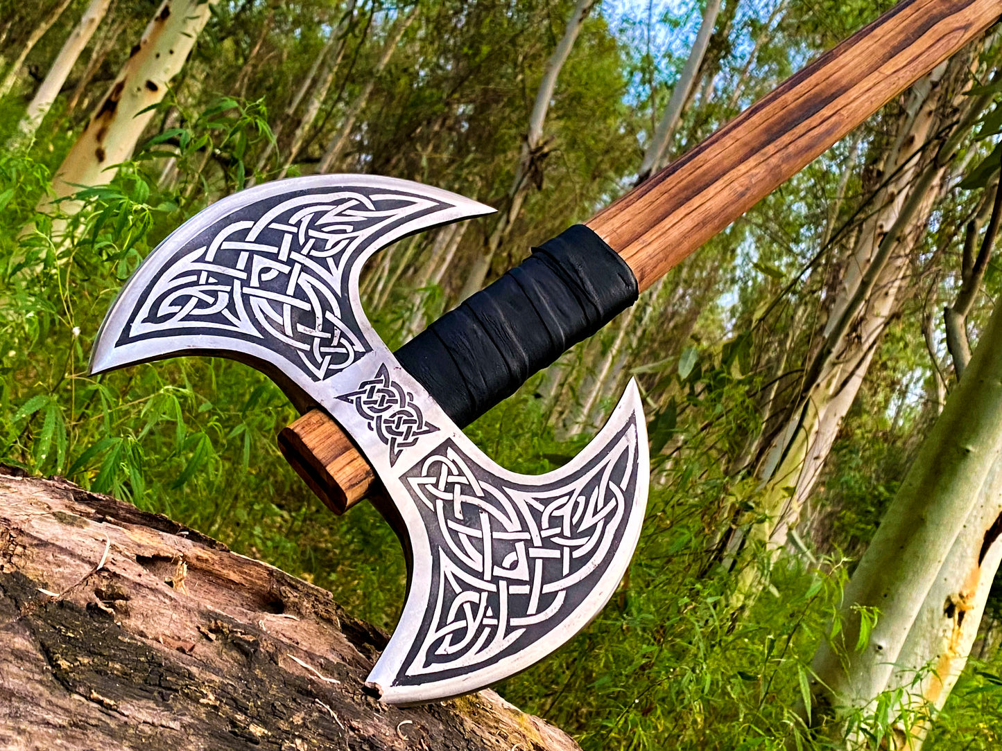 Handmade Carbon Steel Axe, Medieval Warrior Axe Large Double Headed Axe War Battle